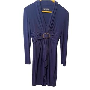 Jones‎ New York Gathered Waist Long Sleeve Purple Dress​​​